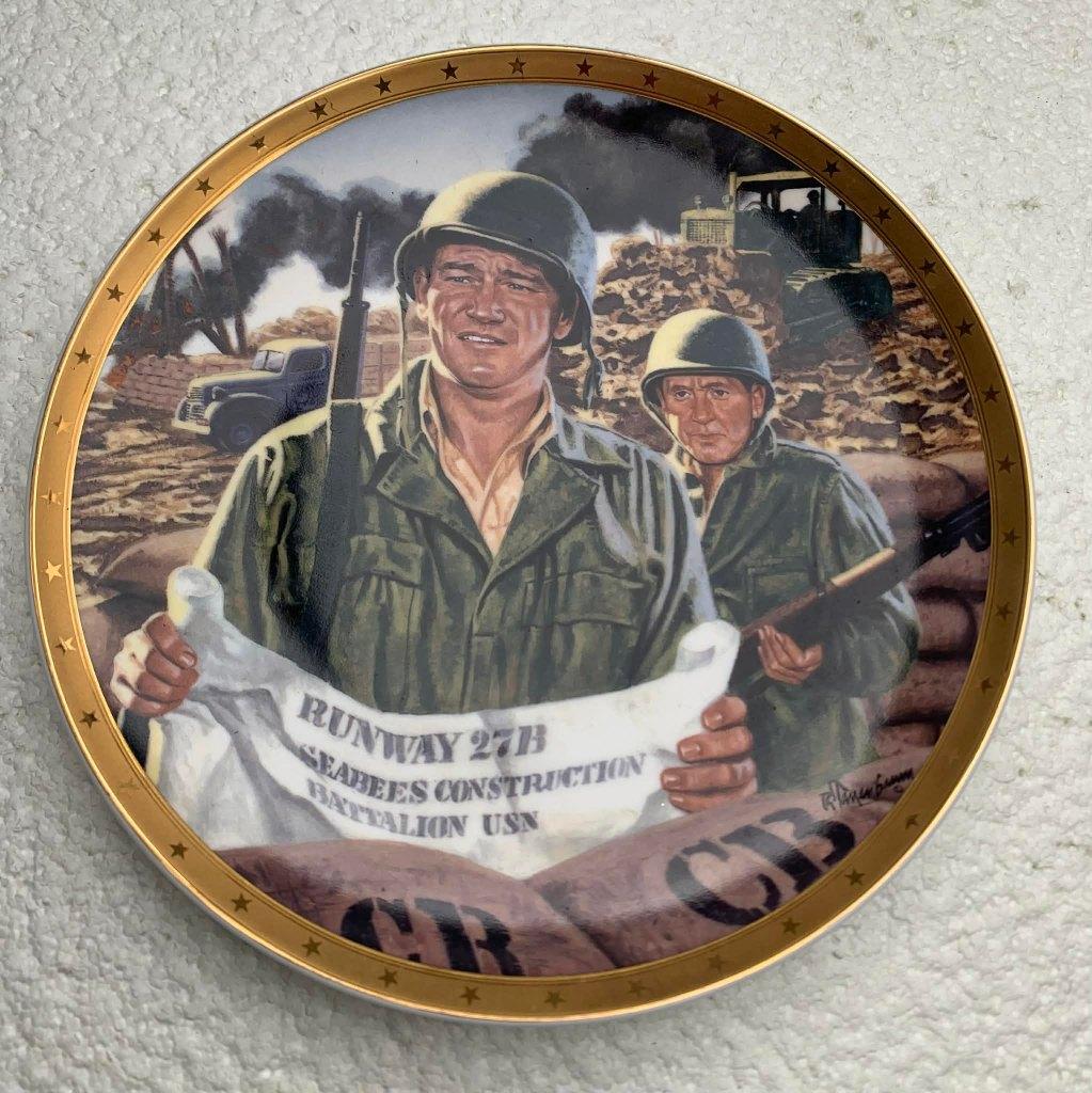 Souvenir bord, John Wayne, Bravery under Fire, Royal Doulton, Ophalen of Verzenden, Landmacht, Lintje, Medaille of Wings