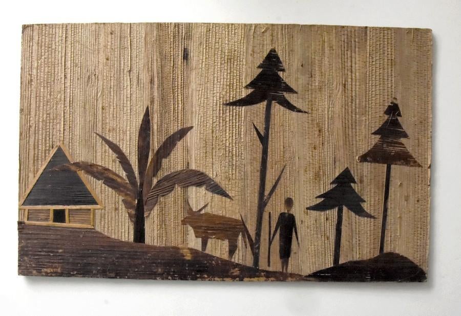 Vintage Afrikaanse bamboe kunst, Ophalen of Verzenden