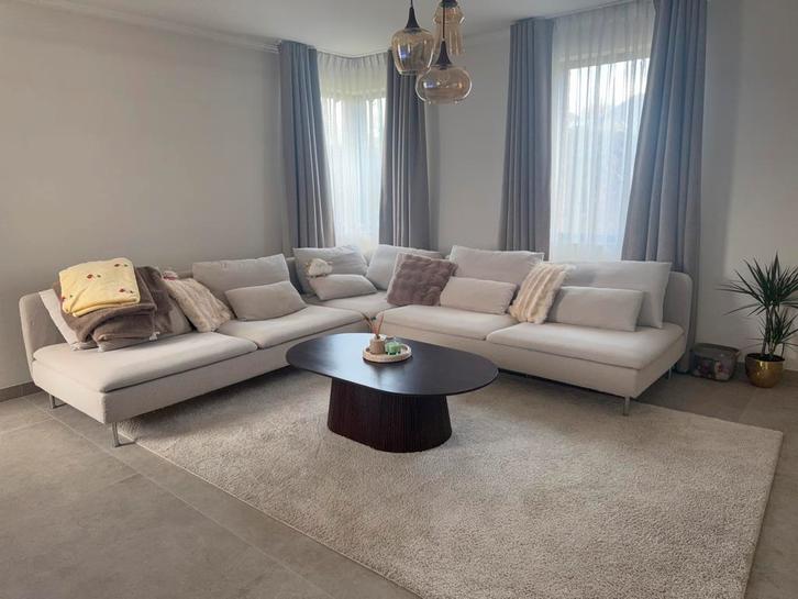 IKEA Söderhamn zetel + voetenbank - gunnared beige, Huis en Inrichting, Zetels | Complete zithoeken, Gebruikt, Ophalen