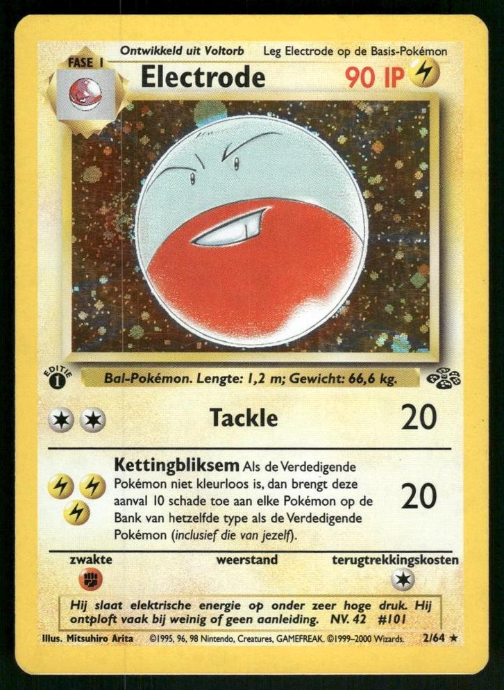 Electrode 2/64 - Jungle (1st edition) (NL) (NM), Hobby & Loisirs créatifs, Jeux de cartes à collectionner | Pokémon, Utilisé, Envoi