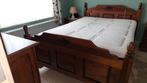 Massief houten bed, Ophalen, Bruin, Tweepersoons, 140 cm