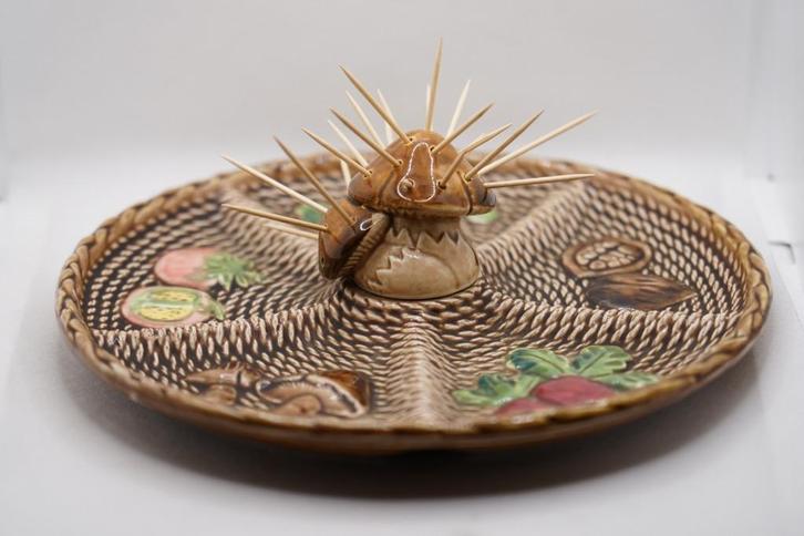 vintage hapjesbord paddenstoel, Huis en Inrichting, Keuken | Servies, Gebruikt, Overige typen, Overige stijlen, Keramiek, Ophalen of Verzenden