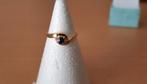 18K Moderne ring in geelgoud safier/diamant, Wit, Nieuw, Ophalen of Verzenden, 17 tot 18