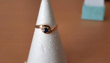 18K Moderne ring in geelgoud safier/diamant beschikbaar voor biedingen