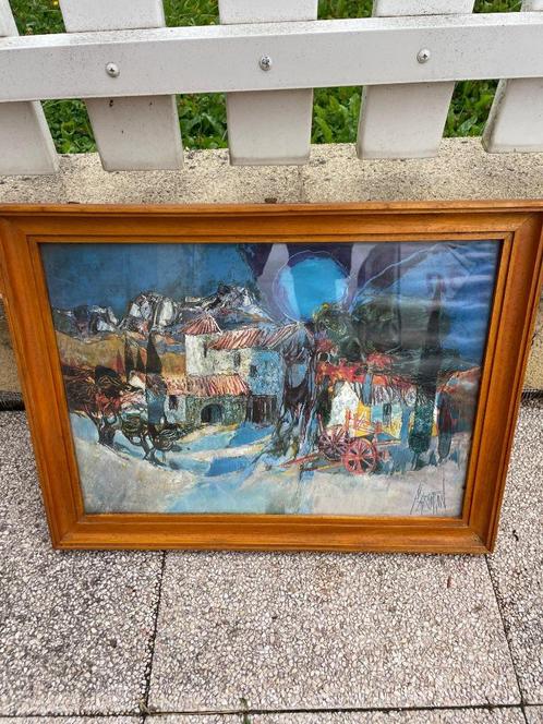 Frame - MARGOTTON René - „Het kleine gehucht”, Huis en Inrichting, Woonaccessoires | Lijsten, Zo goed als nieuw, Ophalen of Verzenden