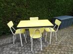 Table et 4 chaises formica jaune vintage, Antiquités & Art, Enlèvement