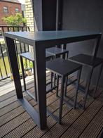 Tuintafel hoog met 4 stoelen, Jardin & Terrasse, Tables de jardin, Enlèvement, Comme neuf, Rectangulaire, Métal