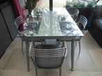 tafel met 6 stoelen apart of te samen te koop, Ophalen, Gebruikt, 100 tot 150 cm, 50 tot 100 cm