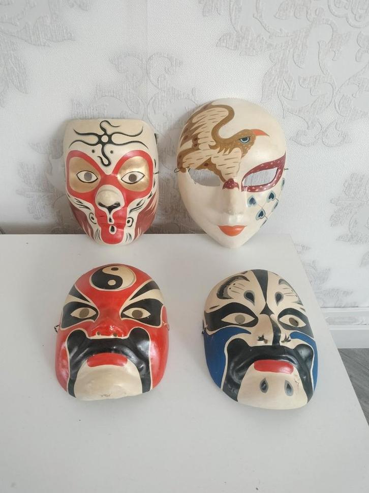 Lot de 5 masques d'opéra peking, Antiek en Kunst, Kunst | Niet-Westerse kunst, Ophalen of Verzenden