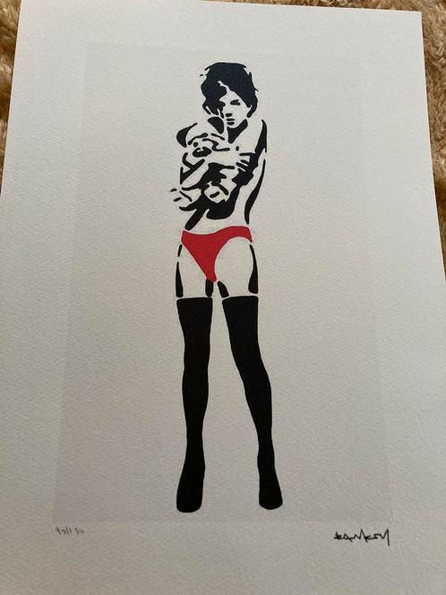 Banksy gelimiteerde litho met Kate Moss-certificaat, Antiek en Kunst, Kunst | Litho's en Zeefdrukken