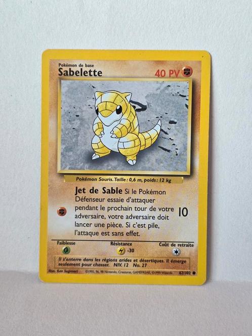 Pokemon Card Sabelette 62/102 Basisset (Fr), Hobby en Vrije tijd, Verzamelkaartspellen | Pokémon, Nieuw, Losse kaart, Verzenden