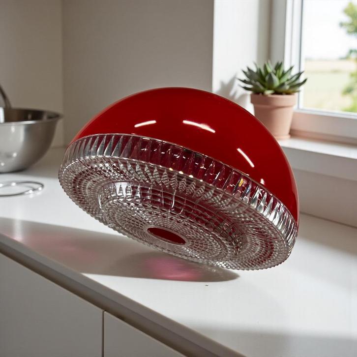 Vintage rode space age luster / hanglamp, Antiek en Kunst, Antiek | Verlichting, Ophalen of Verzenden