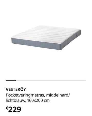 Matras(Ikea),2pers.,160x200,perfecte staat (geen vlek!),120€ beschikbaar voor biedingen