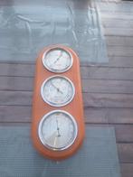 Station météo vintage en 3 pièces sur planche de bois, Enlèvement