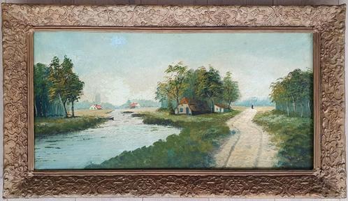 Schilderij: 'Landschap met boerderij' (1900-1944), Antiek en Kunst, Kunst | Schilderijen | Modern, Ophalen