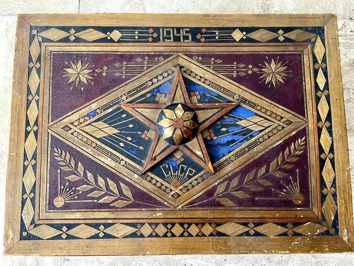 Marqueterie URSS / Russie 1945, Antiek en Kunst, Kunst | Beelden en Houtsnijwerken, Ophalen