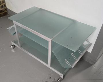 Glazen tv tafeltje, Huis en Inrichting, Ophalen, Gebruikt, Glas
