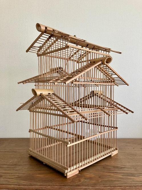 Vogelkooi van bamboe en hout, Dieren en Toebehoren, Vogels | Hokken en Kooien, Vogelkooi, Hout, Ophalen