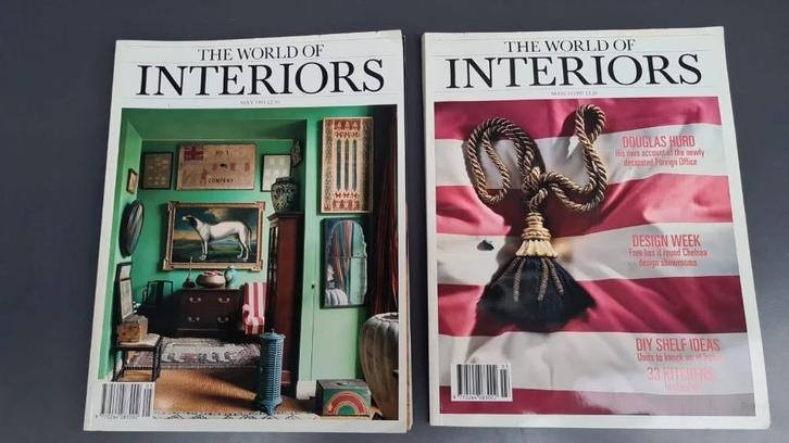 Vintage maandblad The world of interiors, 1991/92, 2 stuks, Boeken, Kunst en Cultuur | Architectuur, Gelezen, Architectuur algemeen
