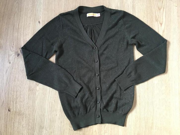 SOMEONE, kaki groen vest / cardigan met glitters maat 146, Kinderen en Baby's, Kinderkleding | Maat 146, Zo goed als nieuw, Meisje
