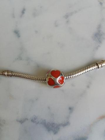 Pandora zilveren bedel red hearts