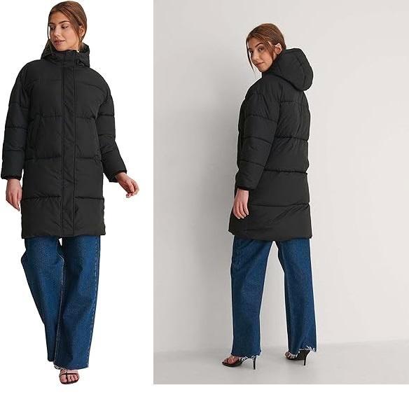 Padded long jacket van NA-KD, Kleding | Dames, Jassen | Winter, Zo goed als nieuw, Maat 36 (S), Zwart, Ophalen of Verzenden