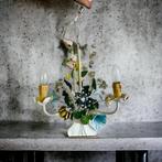 Vintage luster / hanglamp /  chandelier met bloemen, Antiek en Kunst, Ophalen of Verzenden