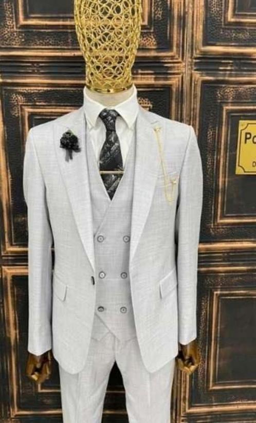 Trouwkostuum heren Pomandi, Kleding | Heren, Trouwkleding en Trouwaccessoires, Zo goed als nieuw, Grijs, Ophalen