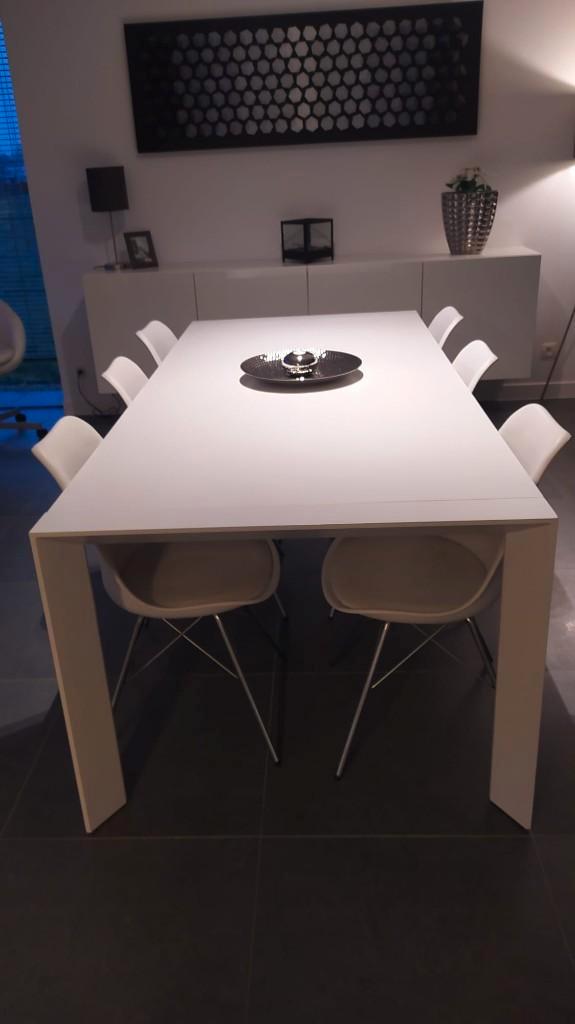 Eetkamer kuipstoelen wit - chroom onderstel, Maison & Meubles, Chaises, Comme neuf, Cinq, Six Chaises ou plus, Synthétique, Métal