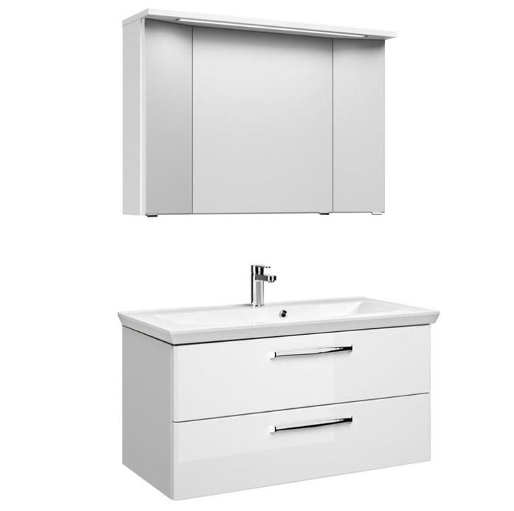 witte badkamermeubelset met LED-kast, Huis en Inrichting, Badkamer | Badkamermeubels, Nieuw, Wastafelkast, Minder dan 100 cm, 100 tot 150 cm