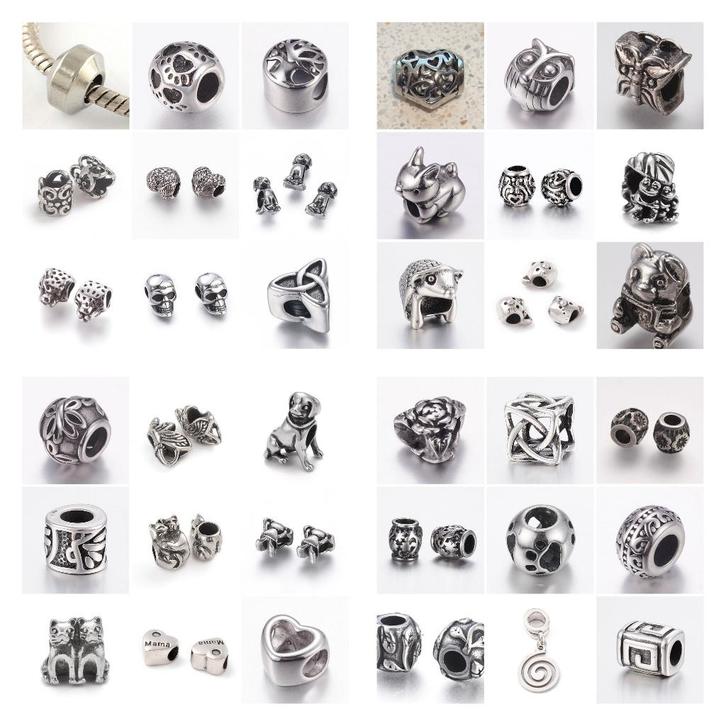 À partir de 0,95€ Breloques en acier inoxydable à gros trous, Bijoux, Sacs & Beauté, Bracelets à breloques, Neuf, Autres marques