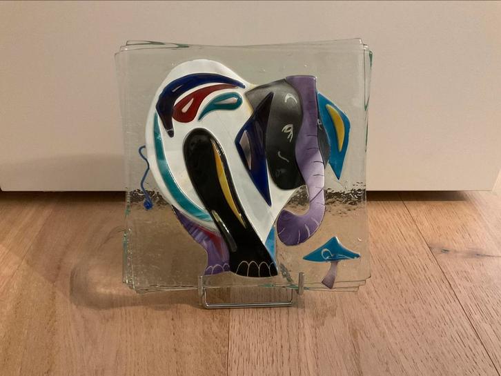 Olifant in glasplaat, Antiek en Kunst, Kunst | Designobjecten, Ophalen of Verzenden