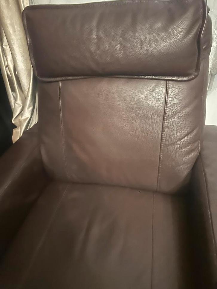 Bruine halfleren fauteuil, Huis en Inrichting, Fauteuils, Leer, Ophalen