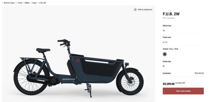 Electrische Bakfiets Winora FUB2, Fietsen en Brommers, Fietsen | Bakfietsen, Nieuw, 2 kinderen, Elektrisch, Ophalen