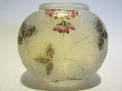 Miniatuur cameo glas Daum Nancy klaver, ca 1910-1920, Antiek en Kunst, Antiek | Glaswerk en Kristal, Verzenden