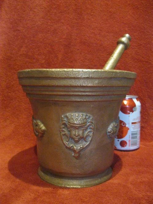 vijzel GROTE pillenpletter  - zware mortier, Antiquités & Art, Antiquités | Bronze & Cuivre, Bronze, Enlèvement