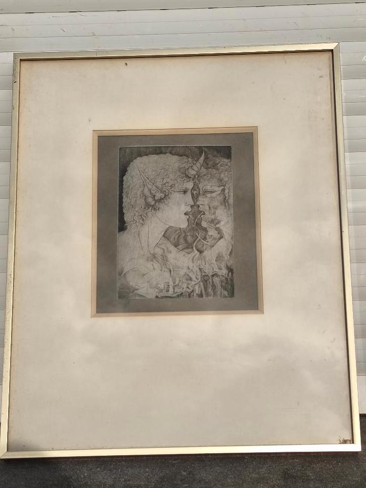 Gravure signe, Antiquités & Art, Art | Eaux-fortes & Gravures, Enlèvement ou Envoi