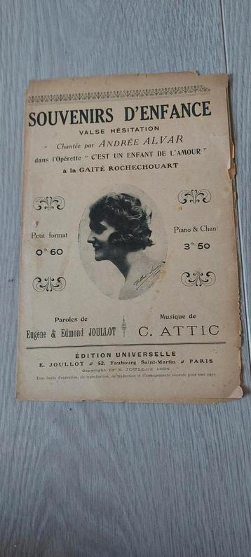 Antiek muziekblad Souvenirs D'ENFANCE  beschikbaar voor biedingen