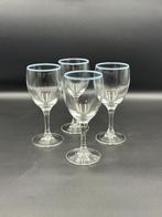 Set van 4 Vintage Luminarc Wijnglazen – Lichtblauwe Streep -, Ophalen of Verzenden, Zo goed als nieuw, Overige typen