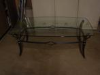 salontafel: smeedijzer en glasblad, Huis en Inrichting, Tafels | Salontafels, Ophalen, Zo goed als nieuw, Glas, Brocante smeedijzer glas