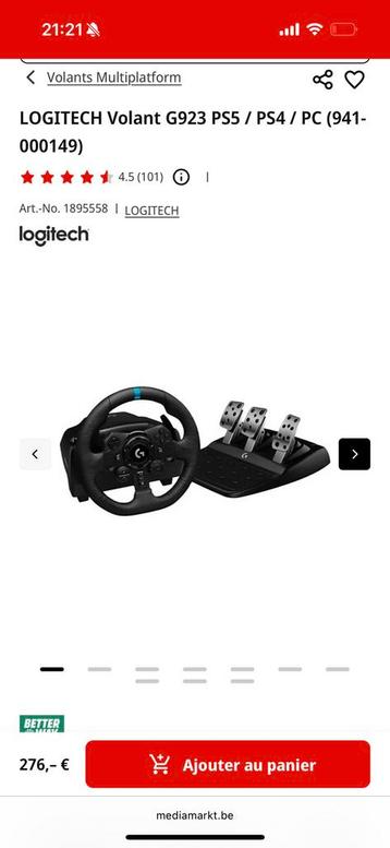Volant LOGITECH G923, Enlèvement ou Envoi, Comme neuf