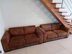 Twee bruine lederen sofas, Huis en Inrichting, Ophalen, Gebruikt, 150 tot 200 cm, Vintage