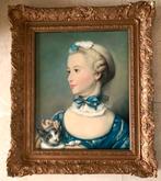 Meisje met poes - naar Jean-Baptiste Perronneau (1715-1783), Antiek en Kunst, Kunst | Schilderijen | Klassiek, Ophalen of Verzenden