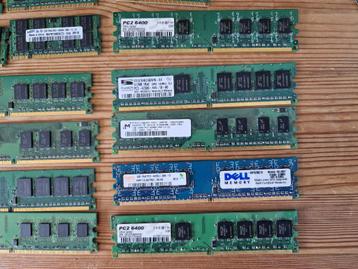 Lot de 17 barettes mémoire DDR3 / DDR2, Utilisé, Desktop, 2 GB, DDR2