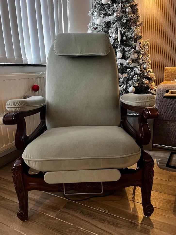 Relax vintage électrique, Maison & Meubles, Fauteuils, Comme neuf, Bois, Tissus, 75 à 100 cm, 125 à 150 cm, Enlèvement