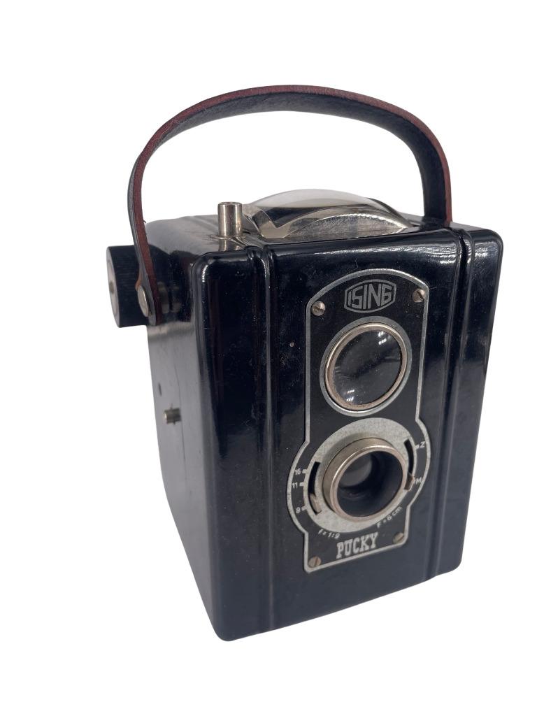 Vintage camera van Ising Pucky bakeliet uit Duitsland, Ophalen of Verzenden, 1940 tot 1960, Fototoestel