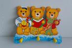 kinderkapstok in hout 3 beren met 3 haken, Huis en Inrichting, Woonaccessoires | Kapstokken, Ophalen of Verzenden, Gebruikt, Hout
