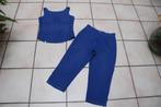 Ensemble Pantacourt + Top en lin bleu jeans T40 Très Bon!, Sans manches, Taille 38/40 (M), Enlèvement ou Envoi, Comme neuf