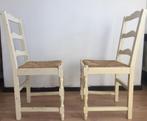 Schitterend Vintage Brutalist stoelen wit gepatineerd rietje, Ophalen