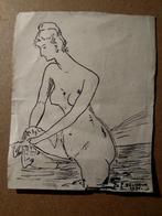 Naakt gesigneerd P.Delvaux. Inkt op papier, Verzamelen, Ophalen of Verzenden, Gebruikt